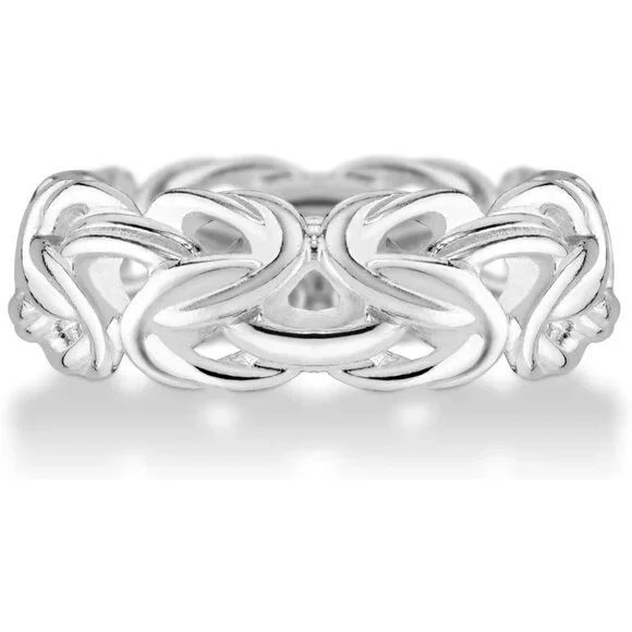 925 Sterling Silver Italian Byzantine Band Ring for Women, Size 8, Made in Italy